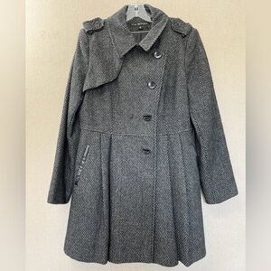 Women’s Via Spiga Designer Black and Gray Sparkle Textured Coat